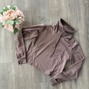 New Gottex Mauve Cowl Neck Cropped Athletic‎ Hoodie